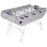 Baby-foot Bonzini B90 gris argent avec pieds transparents – Table de jeu sans monnayeur