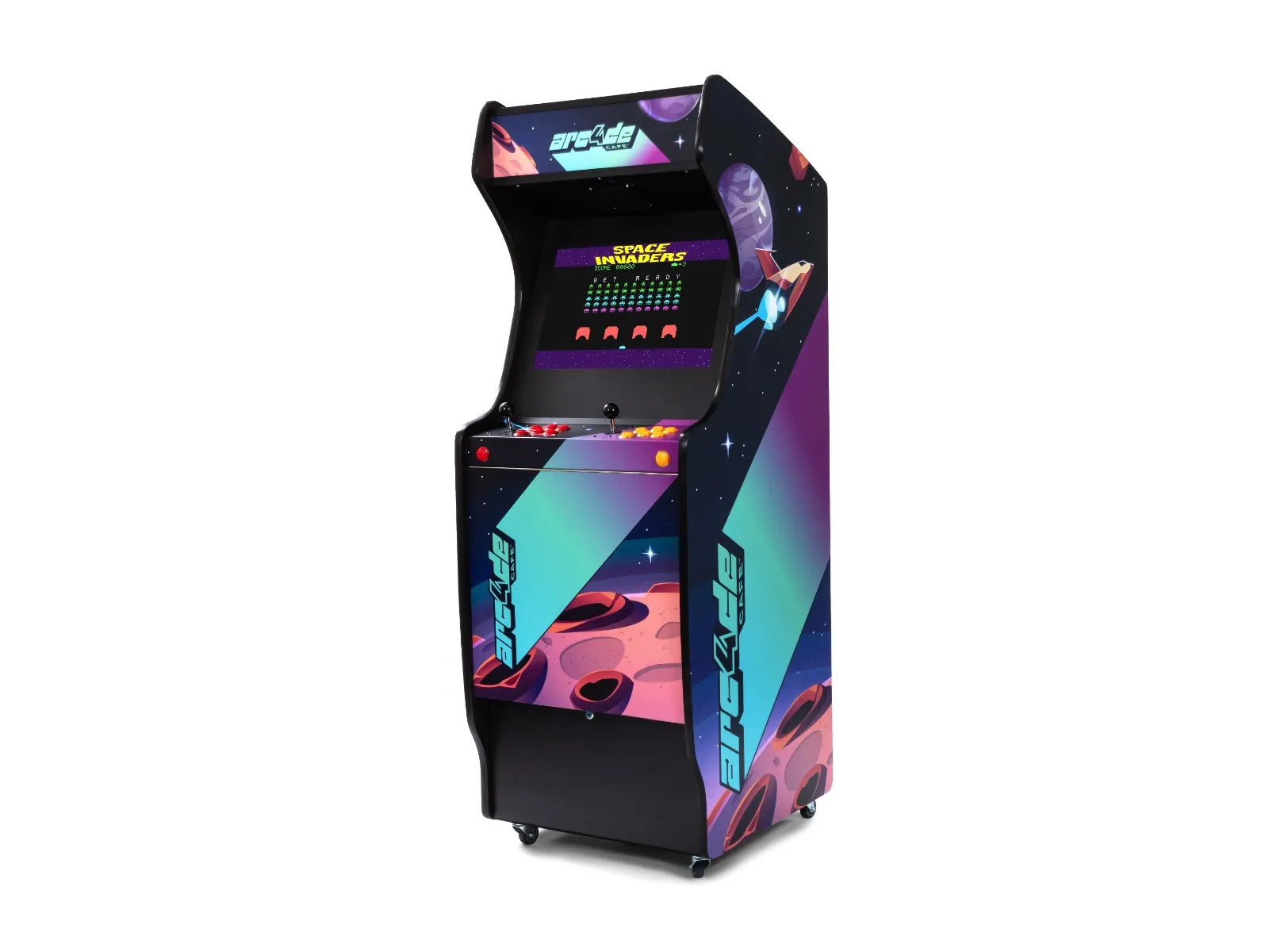 a3 Borne d’arcade multi-jeux rétro – Écran 22″, PandoraBox GX 4300 jeux, 2 joueurs – Design noir inspiré années 80 – Image 1