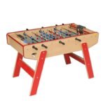 Table de baby‑foot en bois hêtre – modèle familial robuste avec barres télescopiques