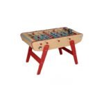 Table de baby‑foot familiale en bois hêtre – barres télescopiques acier chromé, tapis de jeu Gerflex