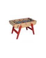 Table de baby‑foot familiale en bois hêtre – barres télescopiques acier chromé, tapis de jeu Gerflex