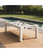 Table de billard 7 ft Classic – design blanc pour intérieur et extérieur, convertible en table