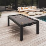 Table de billard convertible 7 ft – design gris et noir pour intérieur & extérieur