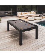 Table de billard convertible 7 ft – design gris et noir pour intérieur & extérieur