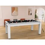 Table Billard Convertible 6 ft – Design Moderne Blanc Laqué avec Plateau Multifonction