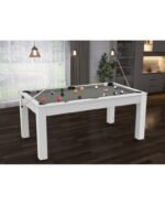 Table Billard Convertible 6 ft – Design Moderne Blanc Laqué avec Plateau Multifonction – Image 6