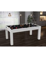 Table Billard Convertible 6 ft – Design Moderne Blanc Laqué avec Plateau Multifonction – Image 3