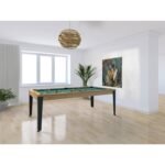 Table de billard convertible 7 ft – design chêne naturel avec pieds anthracite et surface ardoise monobloc