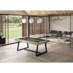 Table de billard convertible 7 ft – Style moderne bois chêne grisé, transformable en table à manger
