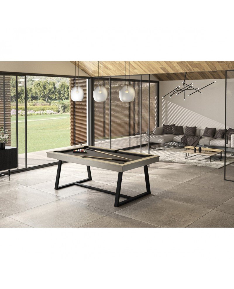 table-billard-convertible-rene-pierre-brio-oslo Table de billard convertible 7 ft – Style moderne bois chêne grisé, transformable en table à manger – Image 1