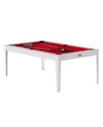 Table de billard convertible 7 ft – design blanc brillant moderne avec pieds blancs, surface ardoise