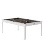 Table de billard convertible 7 ft – design blanc brillant moderne avec pieds blancs, surface ardoise – Image 3