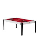 Table de billard convertible 7 ft – design blanc brillant moderne avec pieds noirs et surface ardoise – Image 3