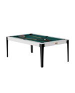 Table de billard convertible 7 ft – design blanc brillant moderne avec pieds noirs et surface ardoise – Image 2