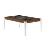 Table de billard convertible 7 ft – Style contemporain bois châtaignier avec pieds blancs et surface en ardoise