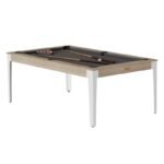 Table de billard convertible 7 ft – design moderne chêne sablé avec pieds blancs et surface en ardoise