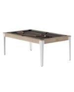 Table de billard convertible 7 ft – design moderne chêne sablé avec pieds blancs et surface en ardoise