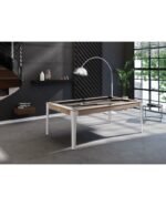 Table de billard convertible 7 ft – design moderne chêne sablé avec pieds blancs et surface en ardoise – Image 4