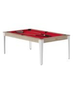 Table de billard convertible 7 ft – design moderne chêne sablé avec pieds blancs et surface en ardoise – Image 3