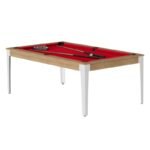 Table de billard convertible 7 ft – Style contemporain bois noyer & pieds blancs, surface ardoise