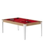 Table de billard convertible 7 ft – Style contemporain bois noyer & pieds blancs, surface ardoise