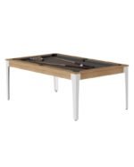 Table de billard convertible 7 ft – Style contemporain bois noyer & pieds blancs, surface ardoise – Image 3