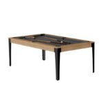 Table de billard convertible 7 ft – design moderne noyer avec pieds noirs et surface ardoise