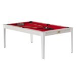 Table de billard convertible 7 ft – style contemporain chêne grisé Oslo avec pieds blancs et transformation en table à manger
