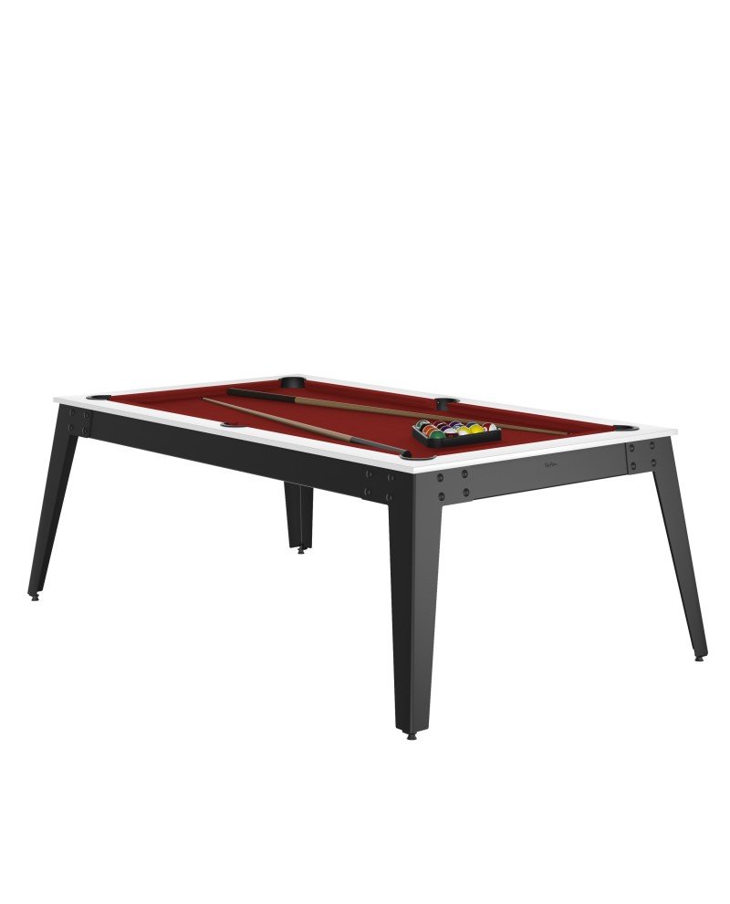 table-billard-convertible-rene-pierre-steel-blanc Table billard convertible blanc 7 ft – meuble de jeu et salle à manger – Image 1