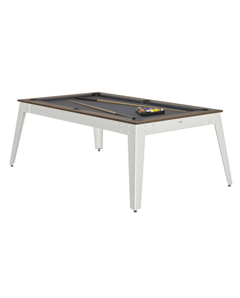 table-billard-convertible-rene-pierre-steel-chataignier Table de billard convertible 7 ft – style industriel châtaignier avec surface ardoise – Image 1