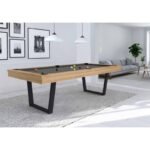 Table de billard convertible 7 ft – design moderne chêne & pieds métalliques avec option table à manger