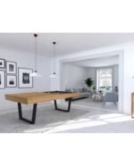 Table de billard convertible 7 ft – design moderne chêne & pieds métalliques avec option table à manger – Image 2