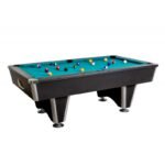 Table de billard américain 7 ft – finition noir avec tapis vert et descente centralisée des billes