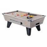Table de billard de café 7 ft finition bois flotté avec monnayeur – billard Pool anglais complet